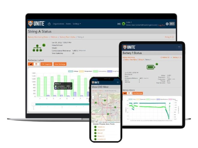 IoT database for Franklin Electric handheld battery testers and battery monitoring systems