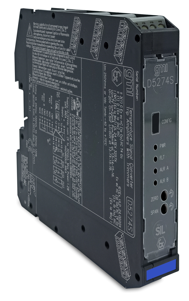 I.S. SIL2 Temp. Trip Amplifier with Zero/Span Trimmers